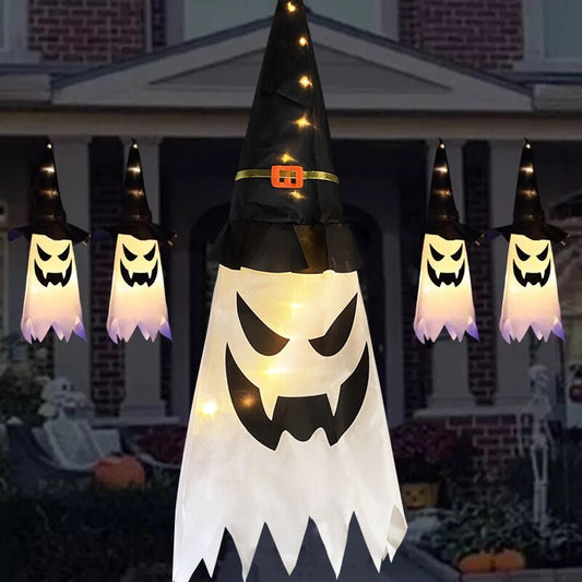 Halloween Decoration Glowing Gypsophila Ghost Hat - 45-80cm LED Decoration
