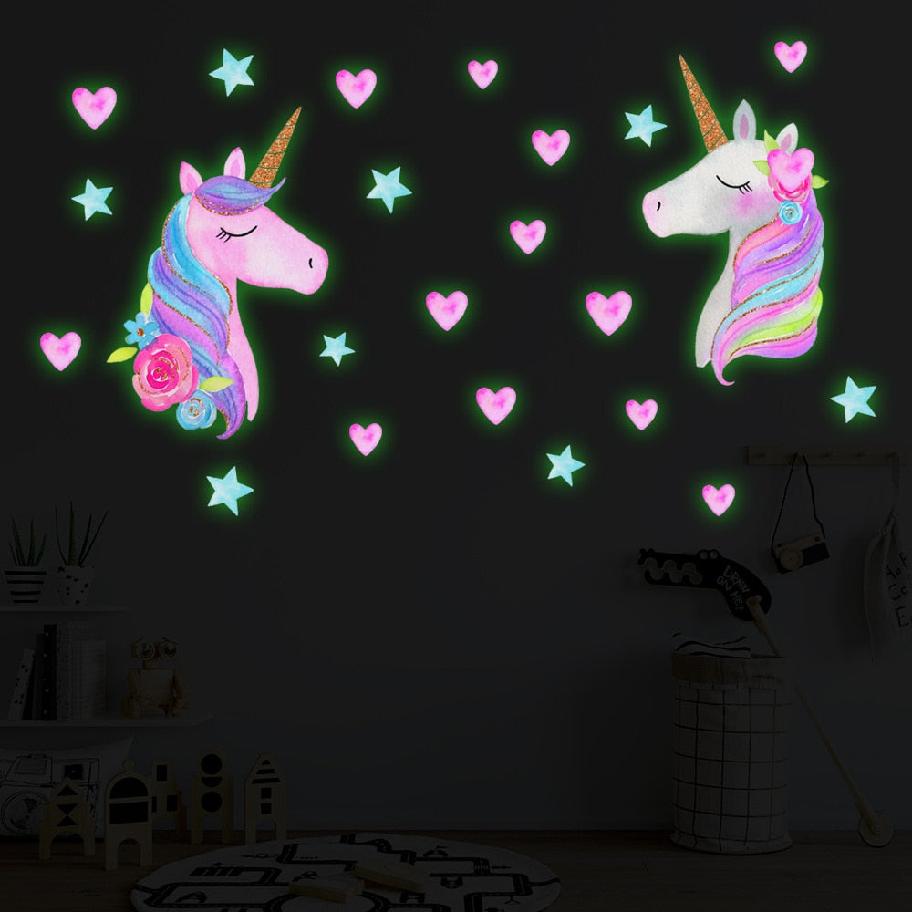 Cartoon Luminous Unicorn Wall Stickers