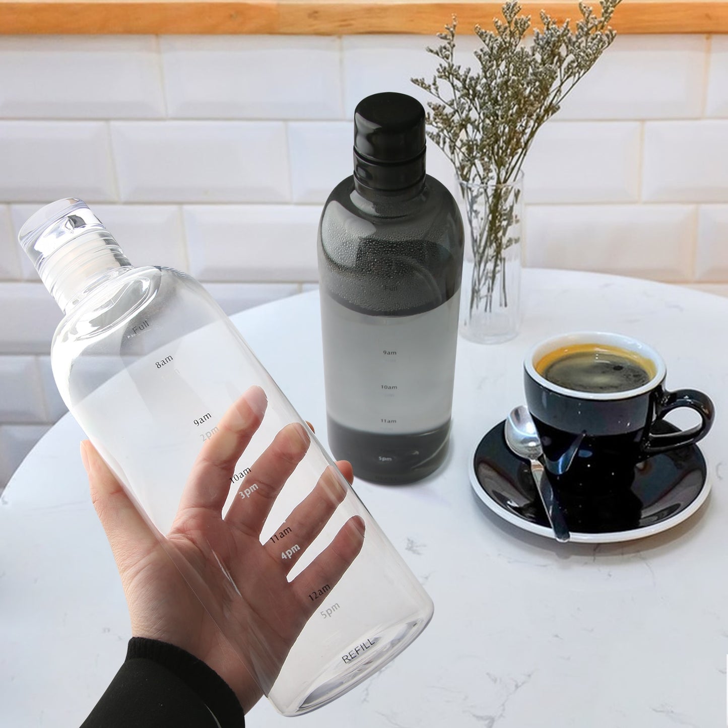 500 / 750ml Water Bottle with Time Marker