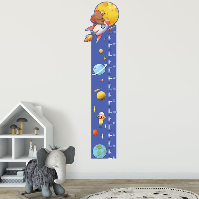 Cartoon Animals Height Measure Wall Sticker
