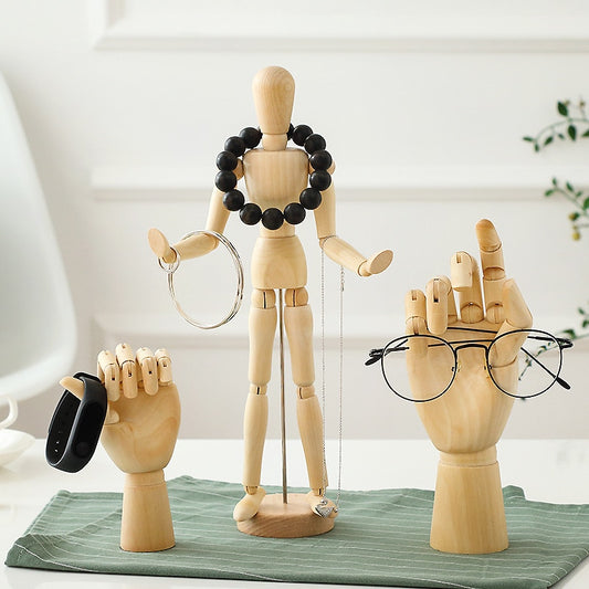 Wooden Hand & Man Figurines
